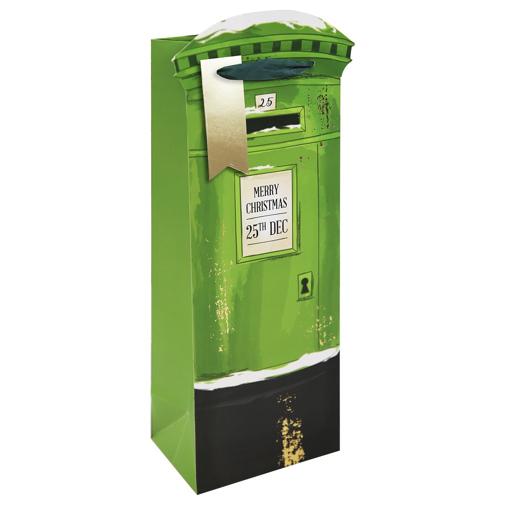 XMAS BOTTLE BAG POSTBOX (X-34840-4C)